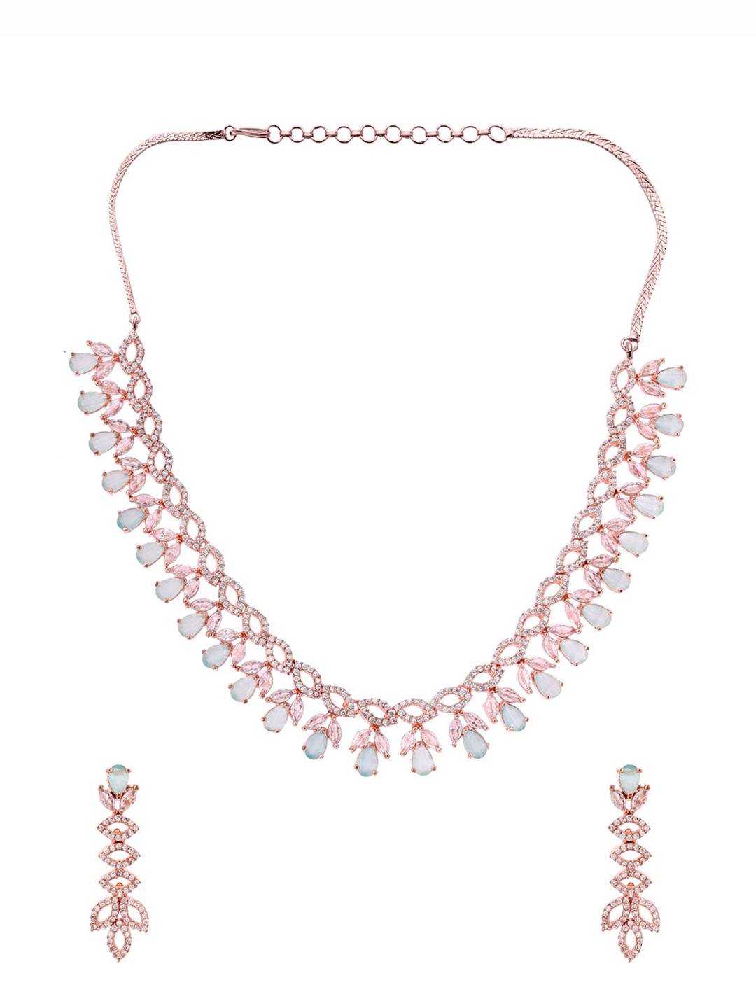 

Priyaasi Rose Gold-Plated American Diamond Studded Jewellery Set