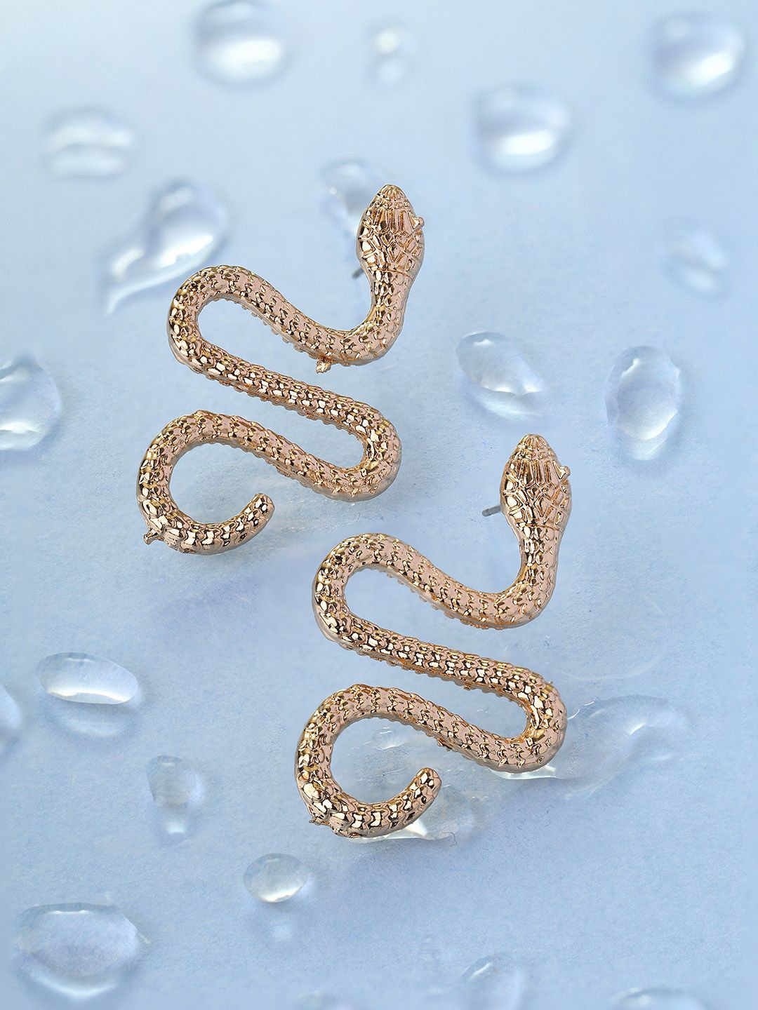 

Priyaasi Gold-Plated Shimmer Hammered Snake Drop Earrings