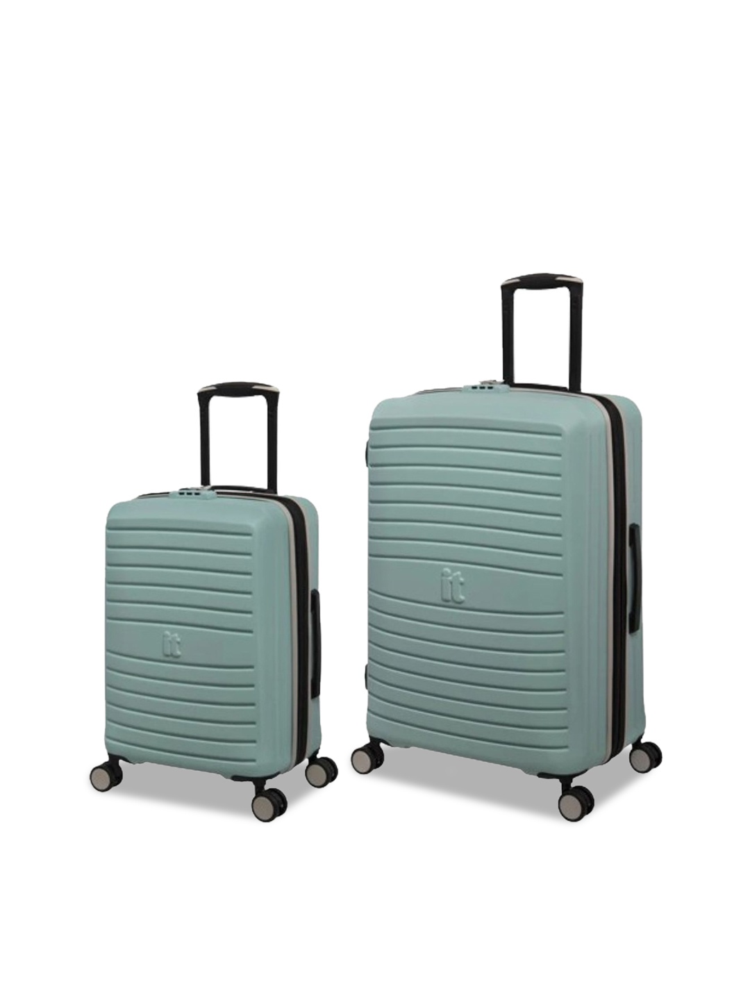 

IT luggage Eco Protect Set Of 2 Hard-Sided Cabin & Medium Trolley Suitcase, Green