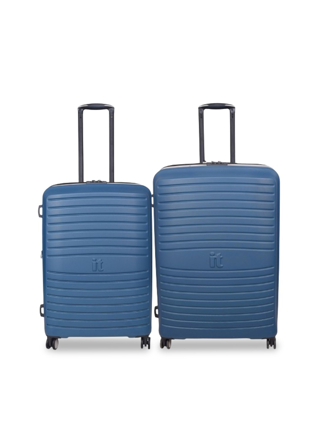 

IT luggage Set Of 2 Textured Suitcase Trolley Bags, Blue