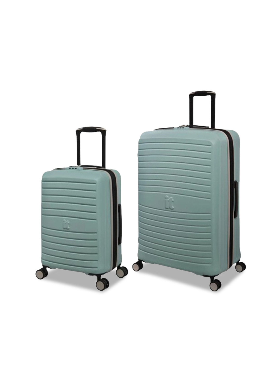 

IT luggage Eco Protect Set Of 2 Textured Hard-Sided Cabin & Large Trolley Bags, Green