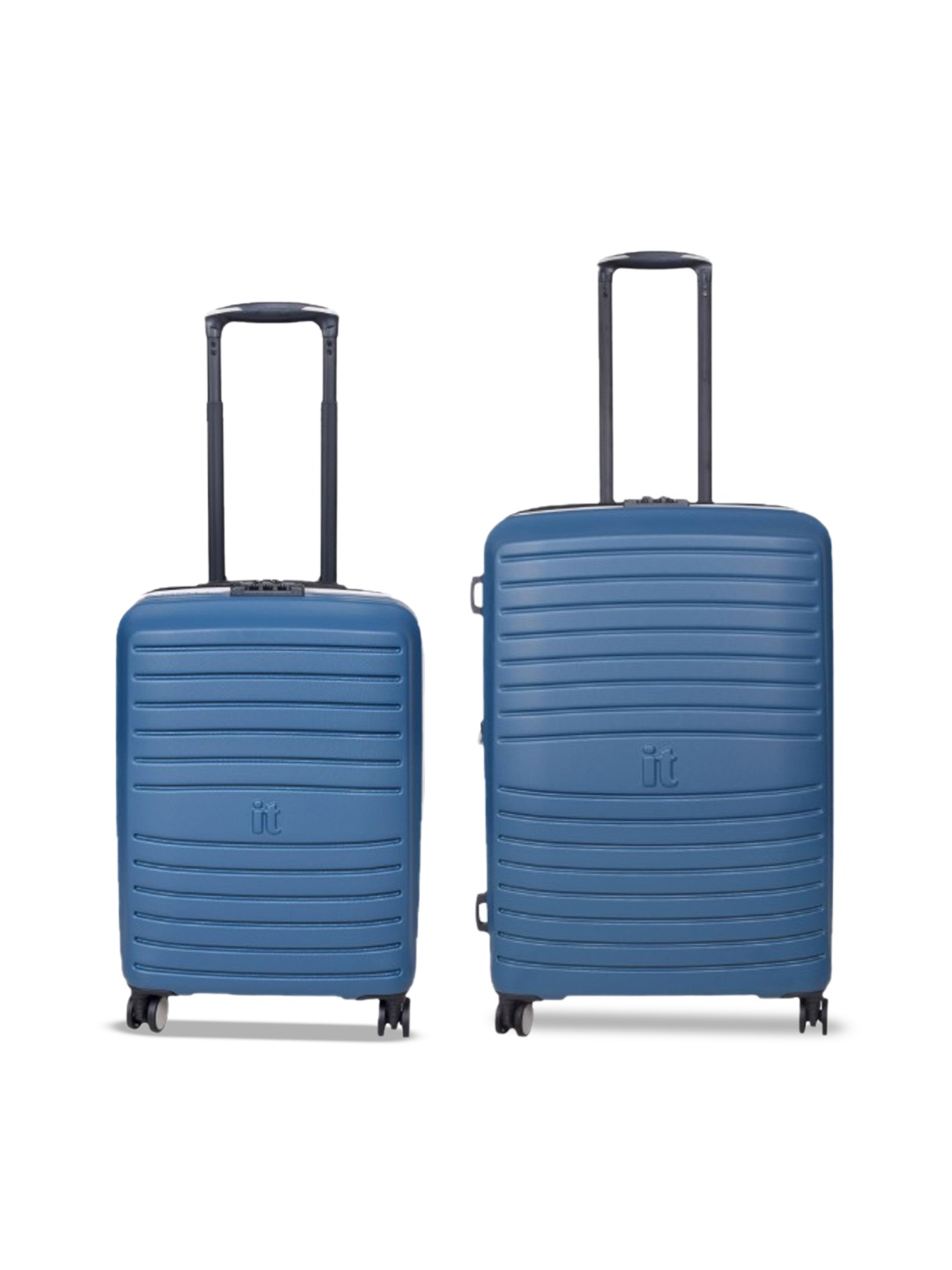 

IT luggage Eco Protect Set Of 2 Cabin & Medium Hard-Sided Trolley Suitcase, Blue