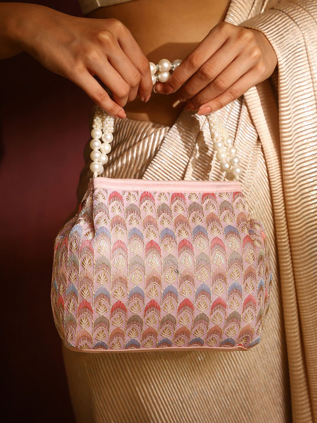 

Priyaasi Embellished Potli Clutch, Lavender