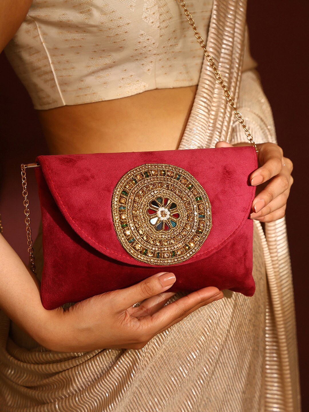 

Priyaasi Embellished Purse Clutch, Pink