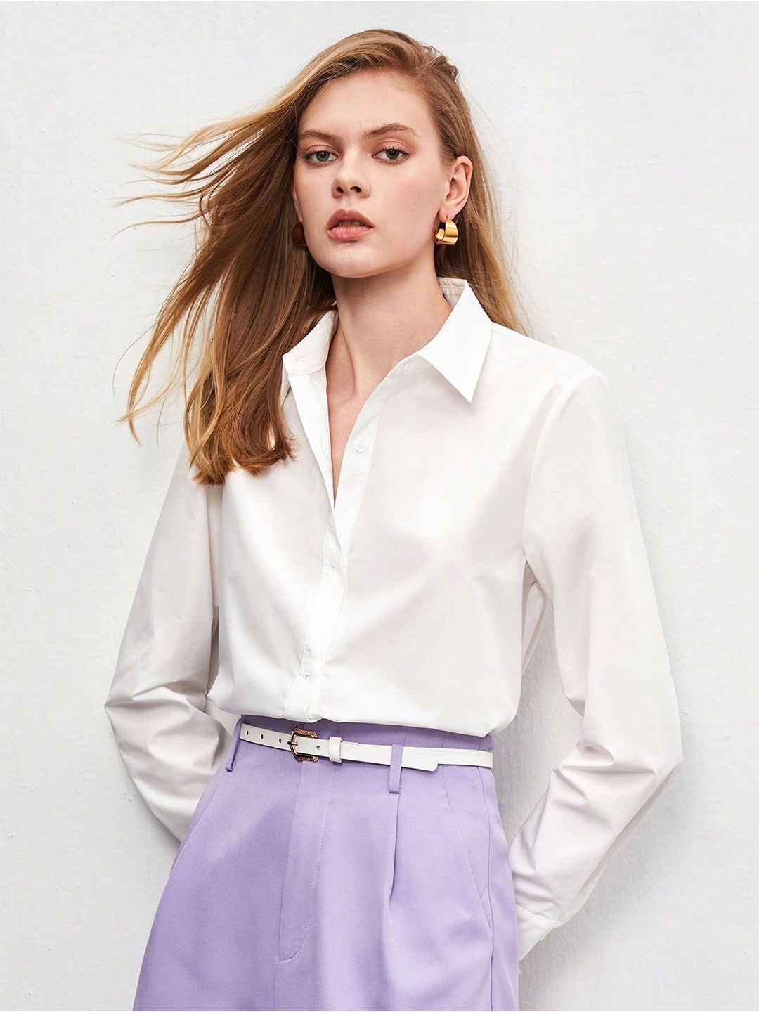 

Fab Star Comfort Boxy Cotton Spread Collar Casual Shirt, White