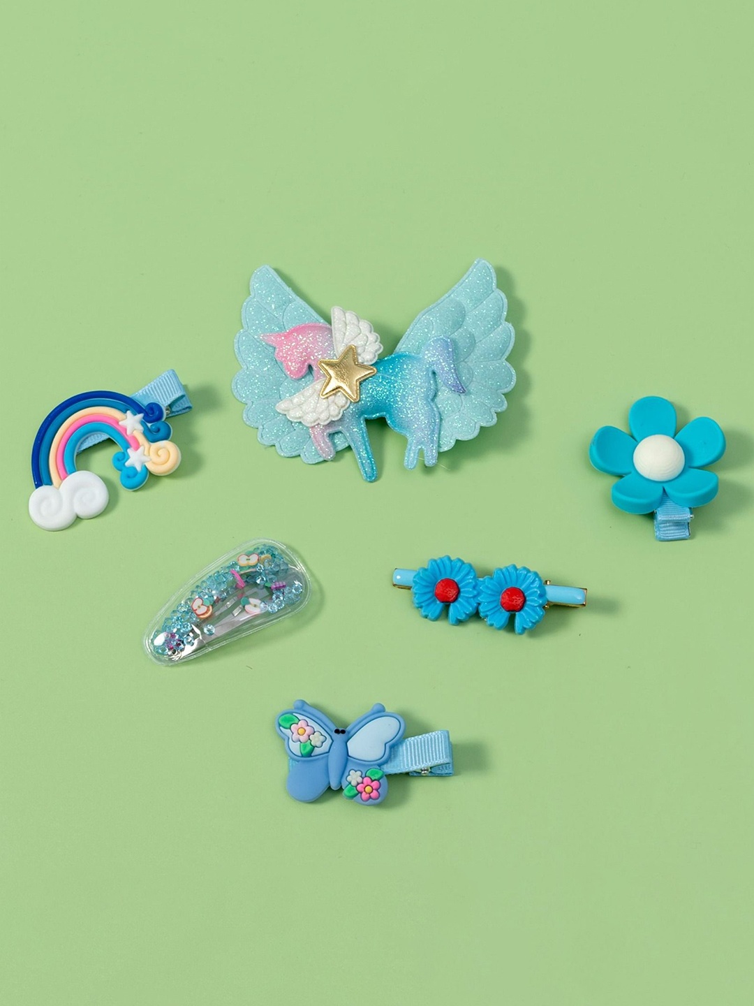 

Unboxkar.in Set of 6 Alligator Hair Clips, Blue