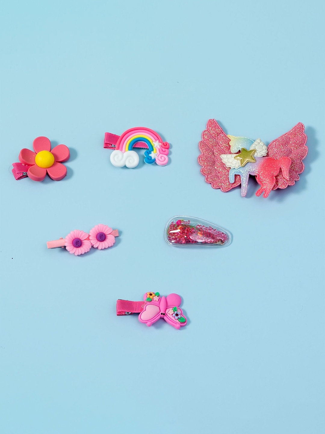 

Unboxkar.in Set of 6 Alligator Hair Clips, Pink