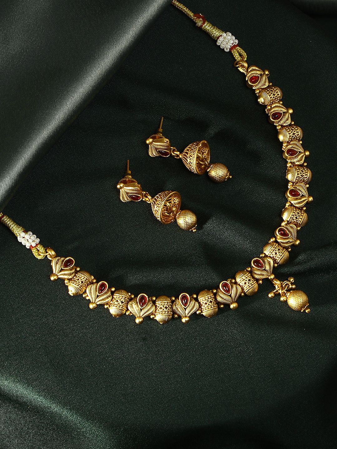 

Adwitiya Collection Gold-Plated Jewellery Set