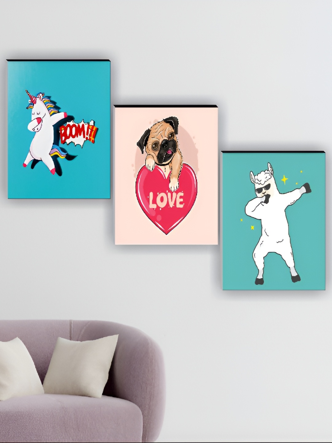 

Aura Blue & Red 3 Pieces Cartoon Characters Printed Wall Arts