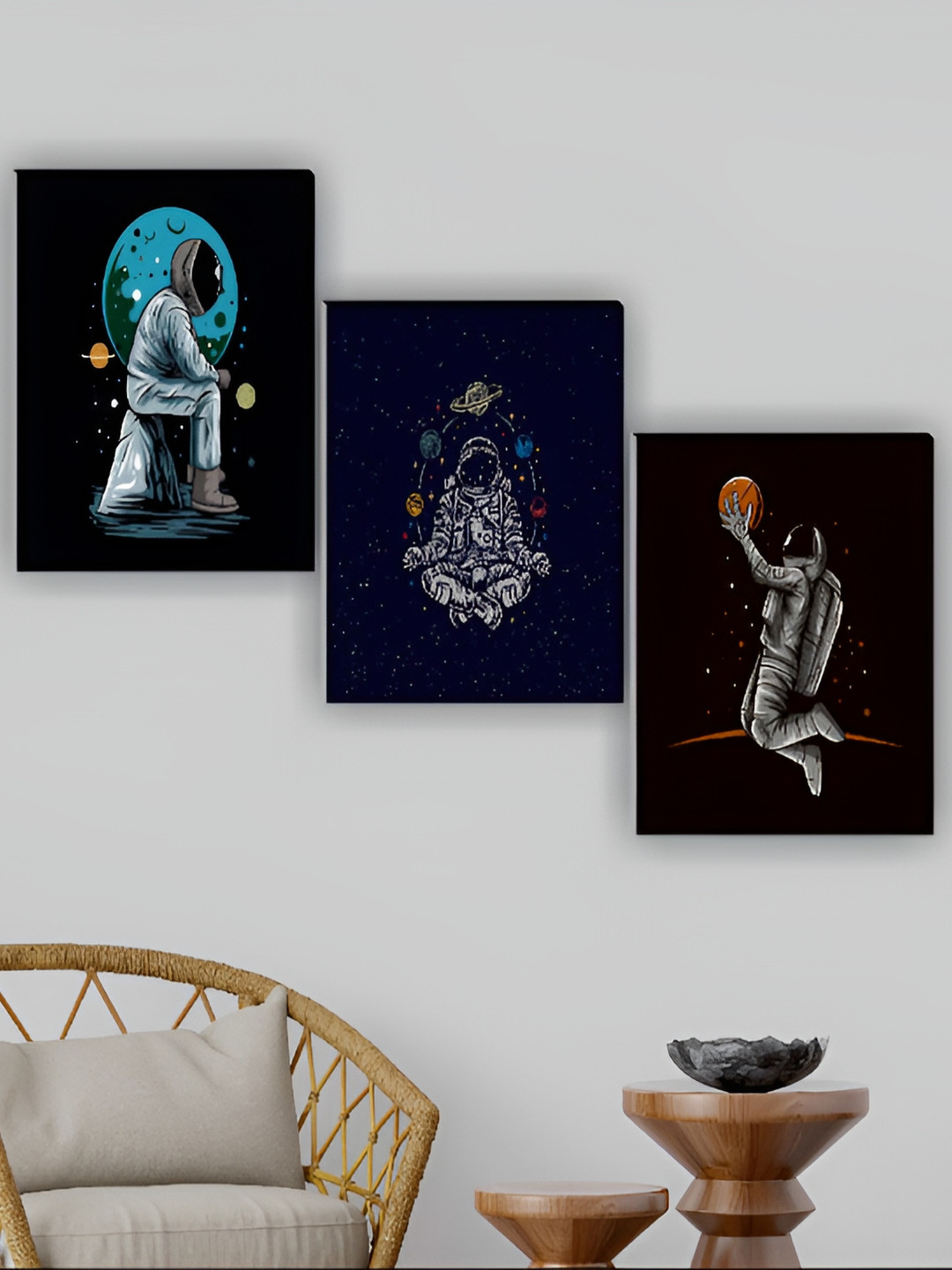 

Aura Black & White 3 Pieces Wood Painting Wall Art