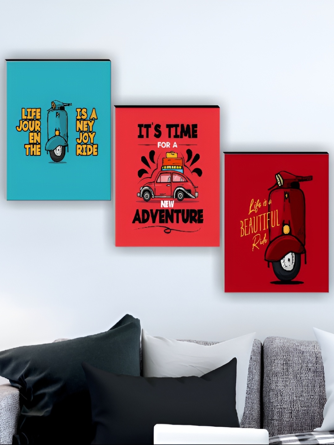 

Aura Red & Blue 3 Pieces Wood Cartoon Characters Painting Wall Art