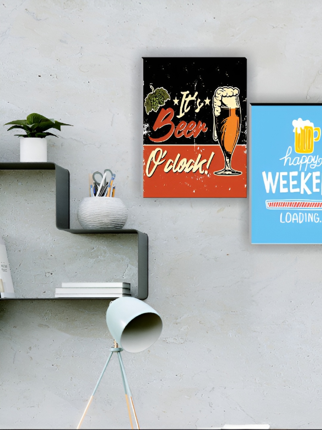 

Aura Multicoloured 3 Pieces Wooden Quotes Wall Paintings, Blue