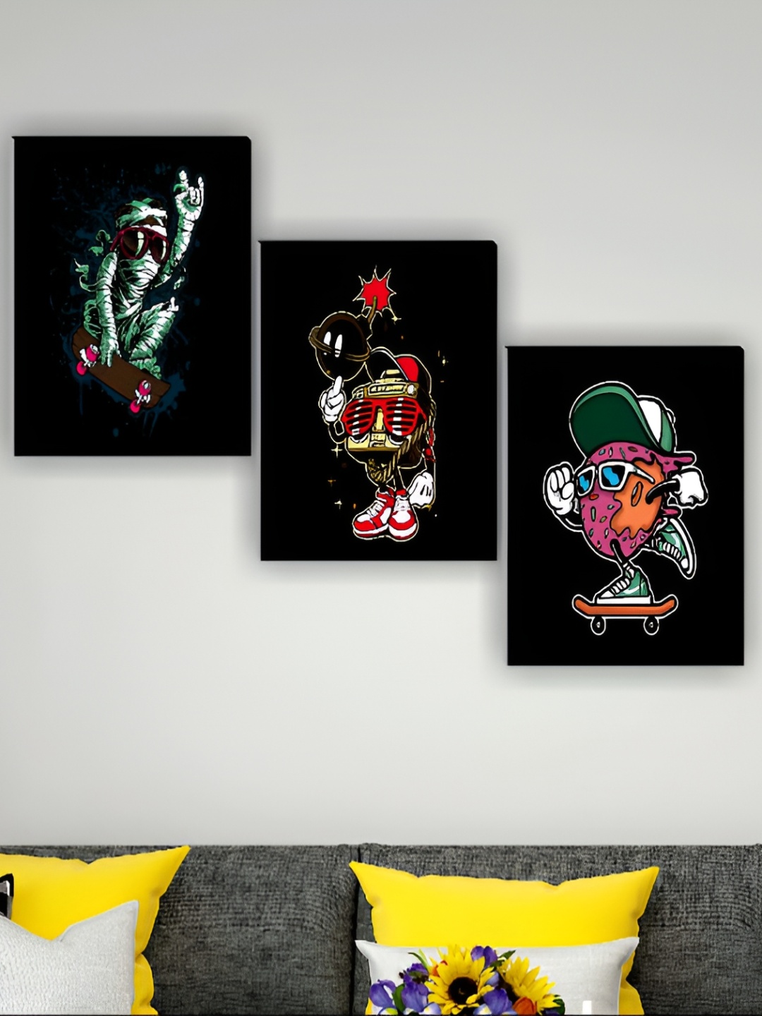 

Aura Black & Pink 3 Piece Wood Cartoon Characters Wall Art