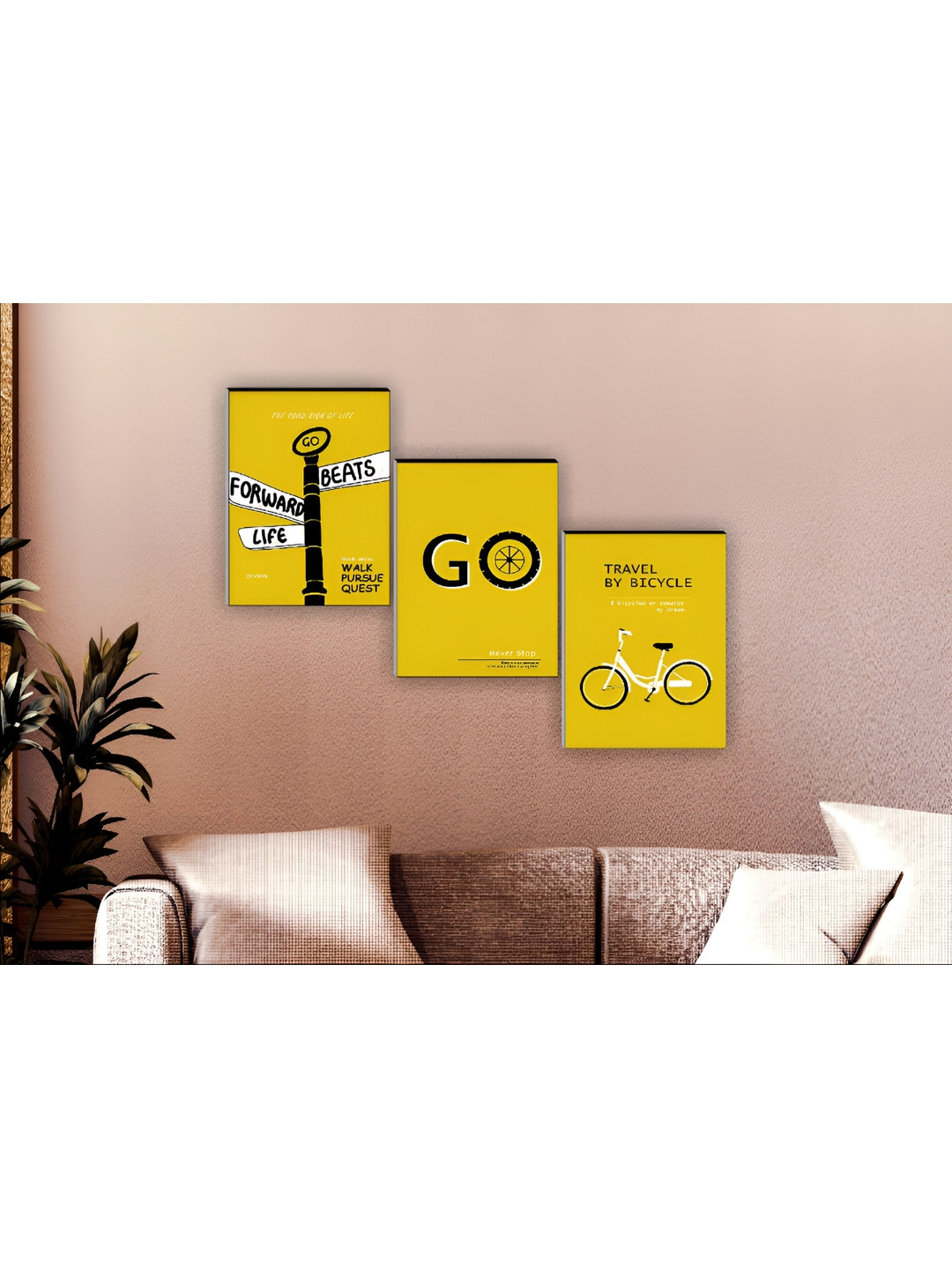 

Aura Yellow & Black 3 Pieces Printed Wall Arts