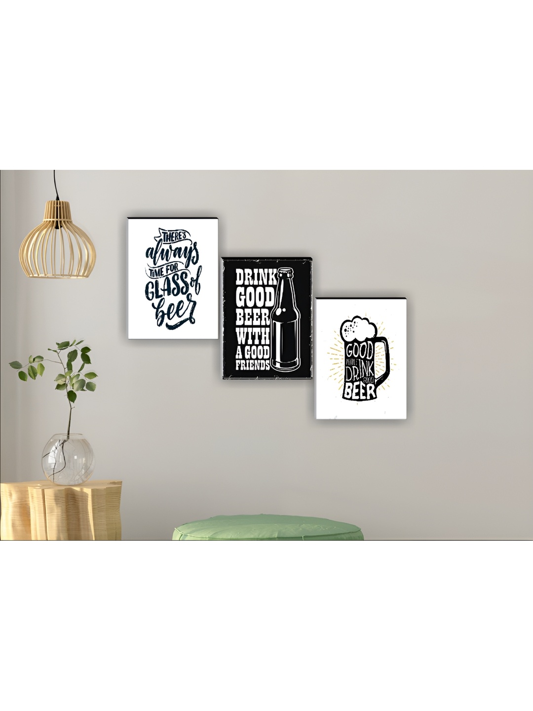 

Aura White & Black 3 Piece Wood Painting Wall Art