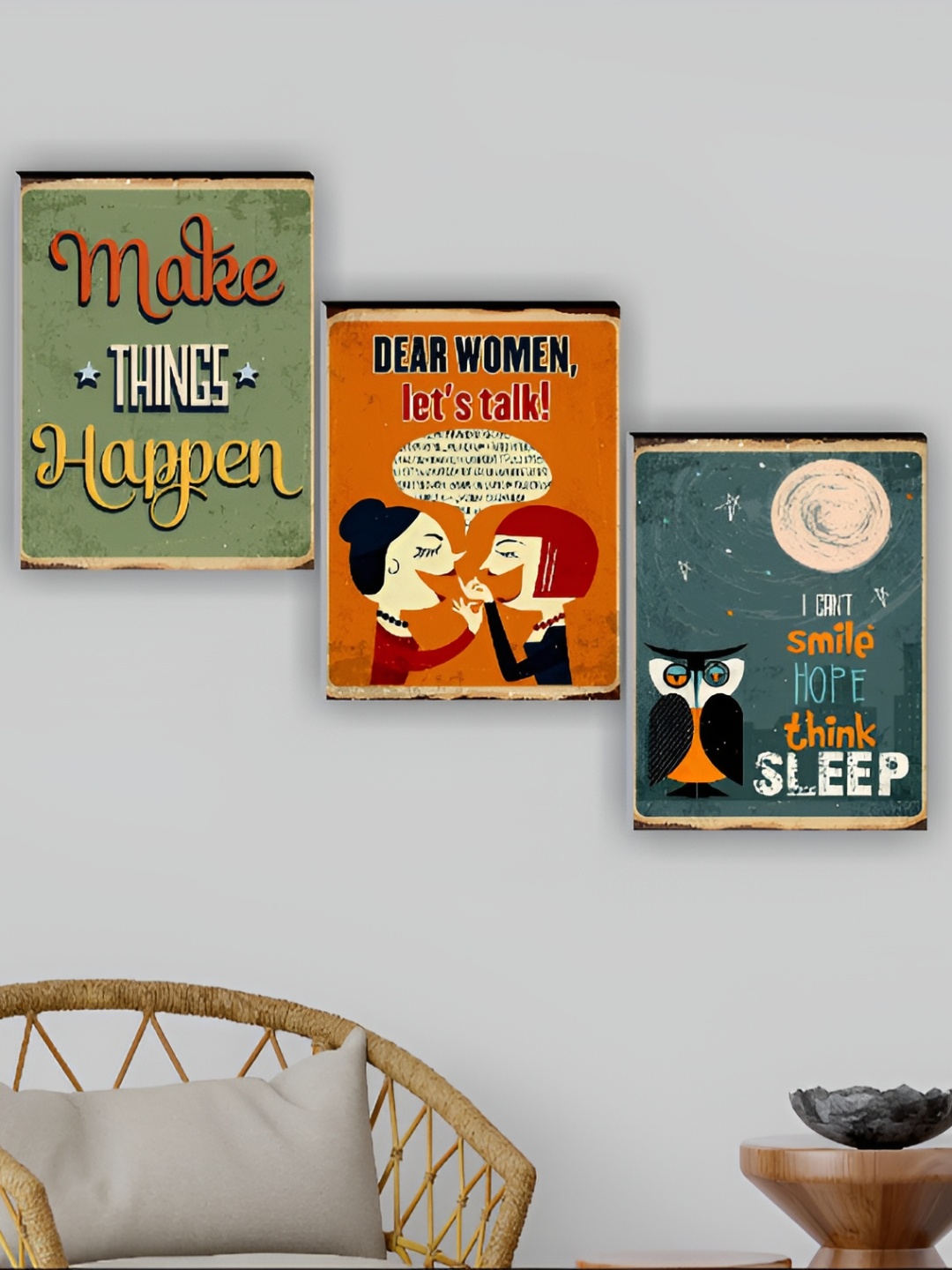 

Aura Green & Orange 3 Pieces Printed Wall Arts