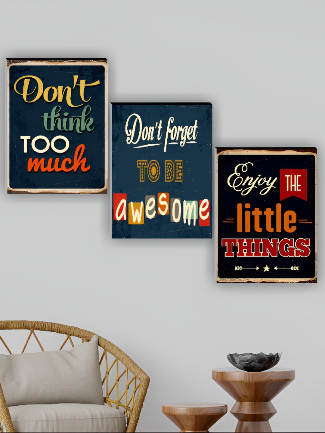 

Aura Black & Red 3 Pieces Wooden Quotes Wall Paintings