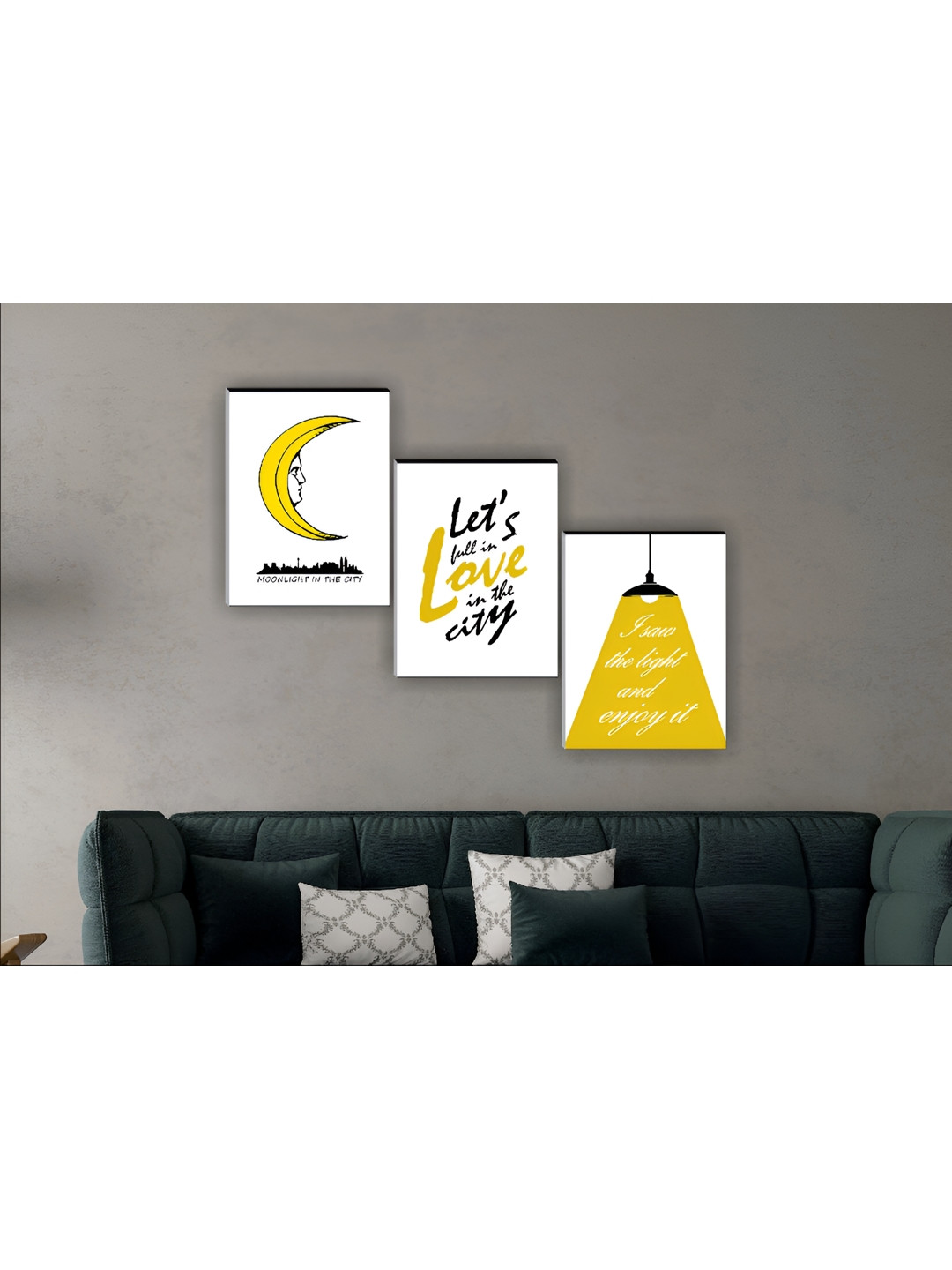 

Aura White & Yellow 3 Pieces Wooden Wall Art