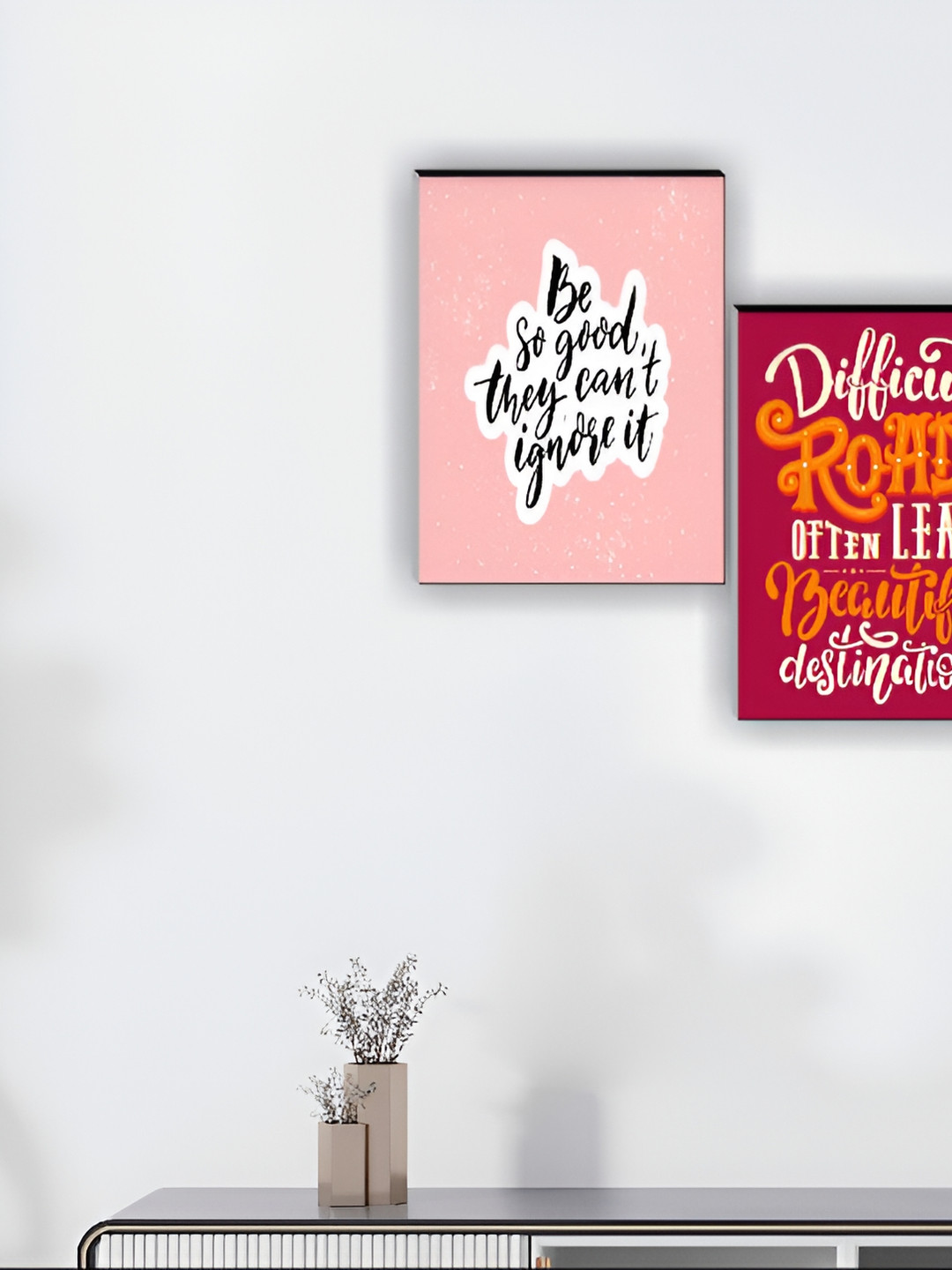 

Aura Red & White 3 Piece Wooden Quotes Wall Paintings