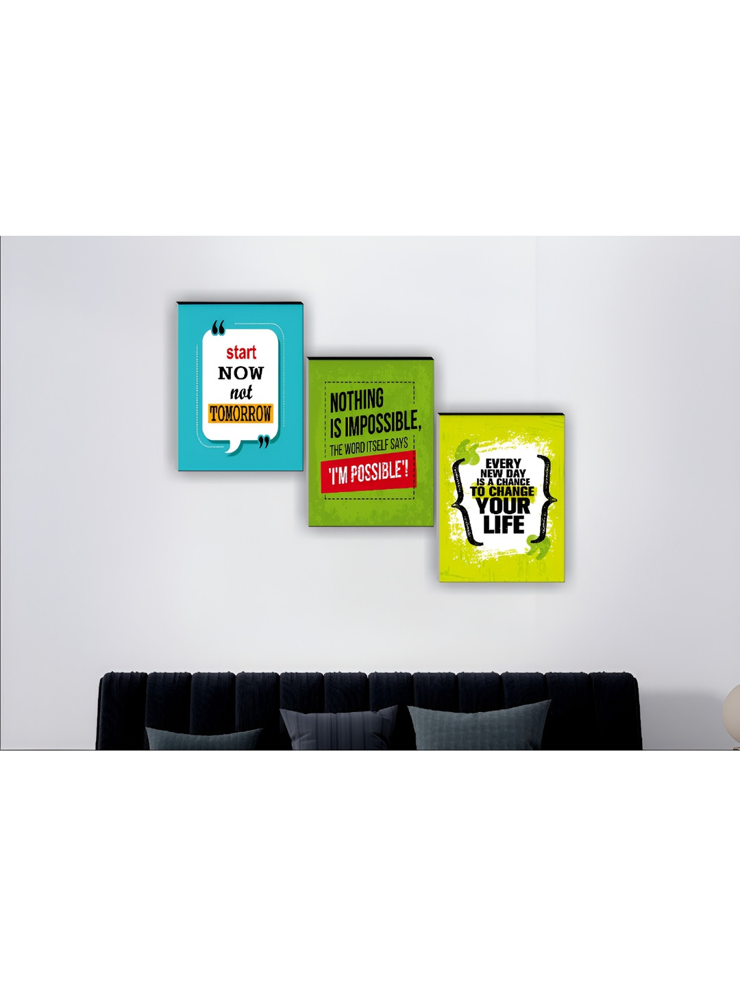 

Aura Blue & Green 3 Pieces Wooden Quotes Wall Paintings