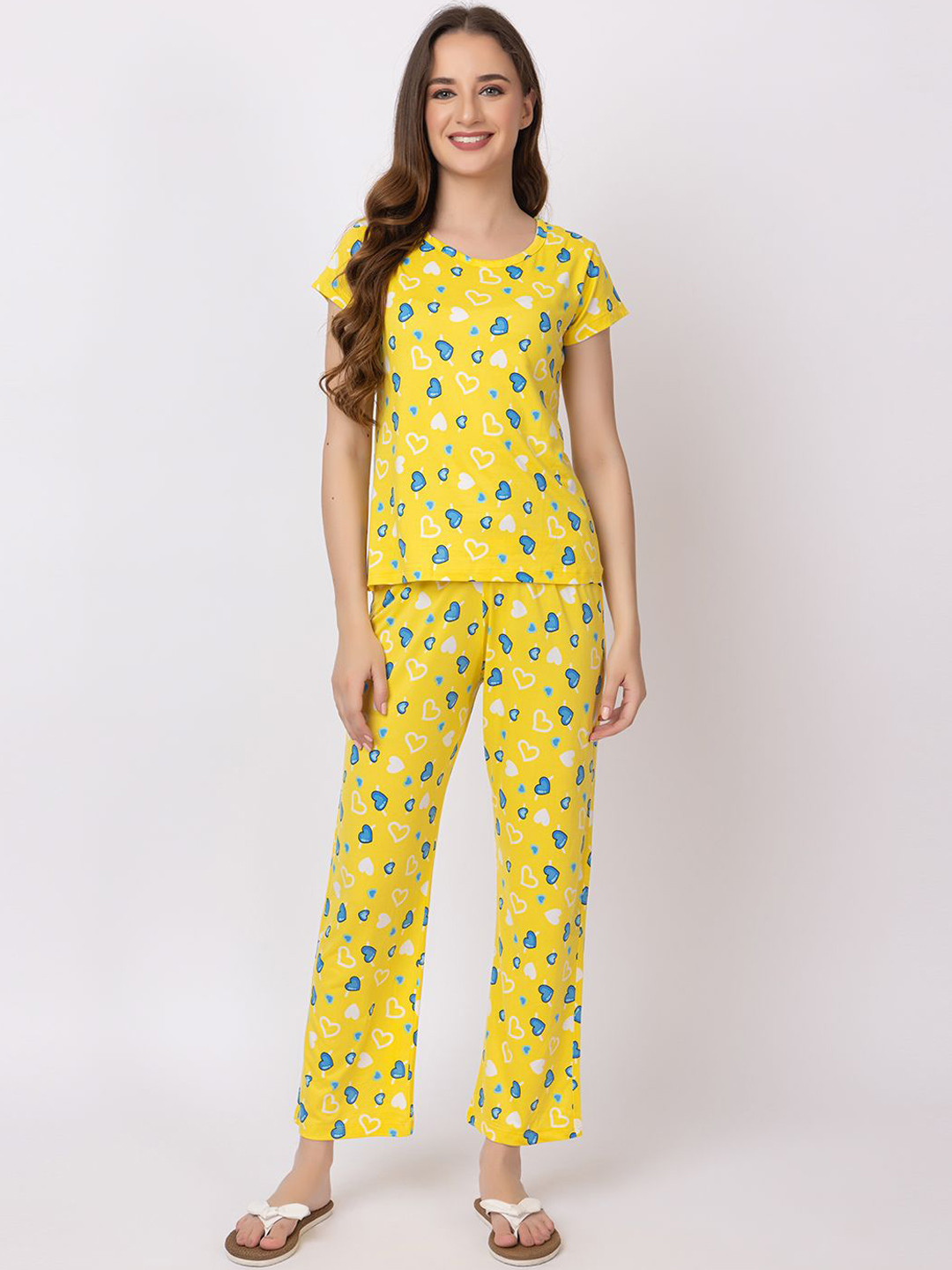 

KEIKO Conversational Printed Top With Pyjamas, Yellow