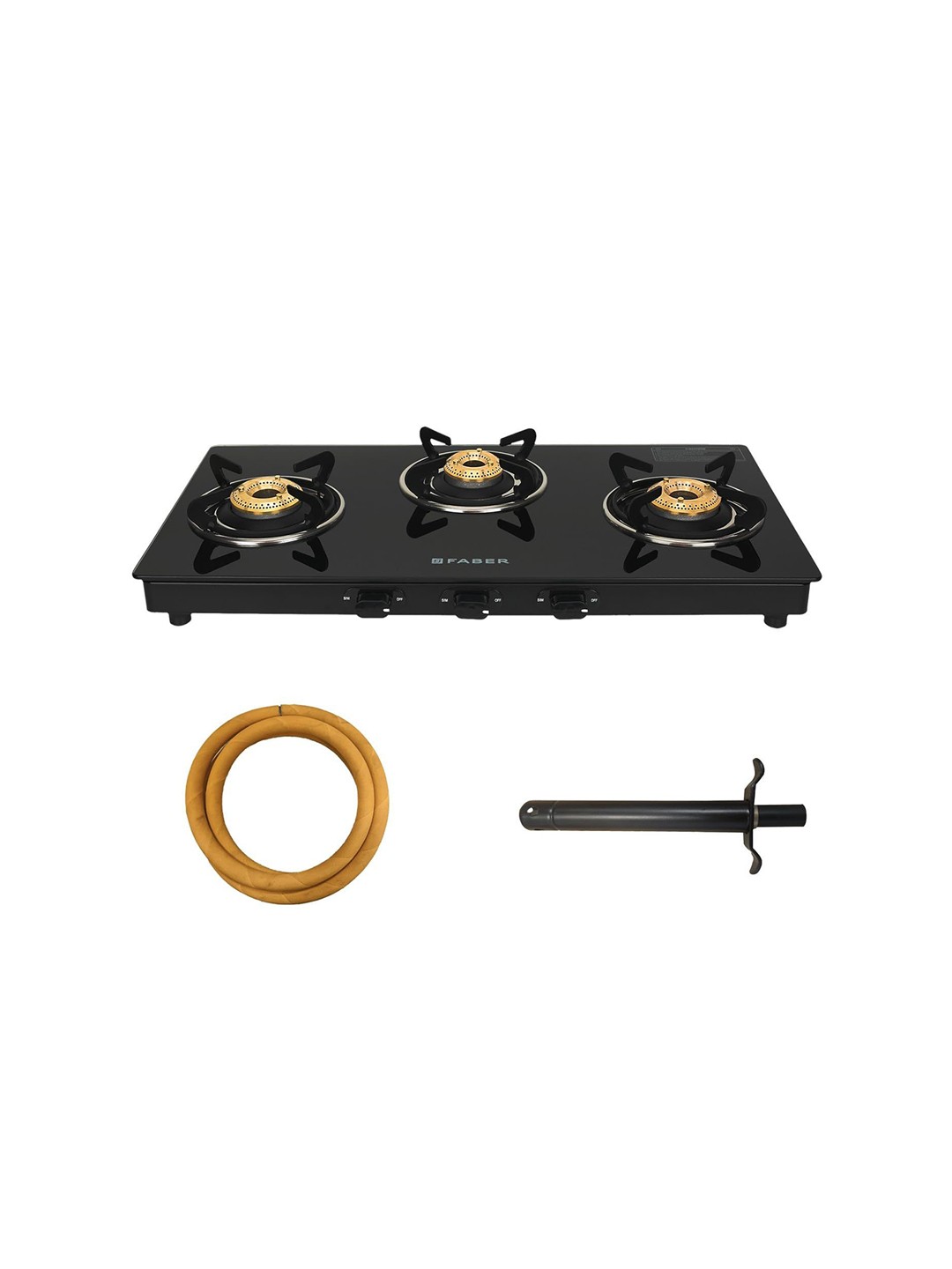 

FABER Glass 3 Burner Daisy Pro Cooktop Automatic Gas Stove, Black