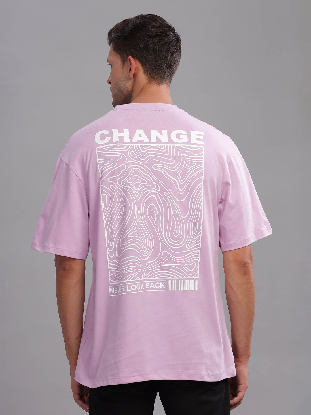 

TOMHIDDLE Graphic Printed Drop Shoulder Pure Cotton Oversized T-shirt, Pink