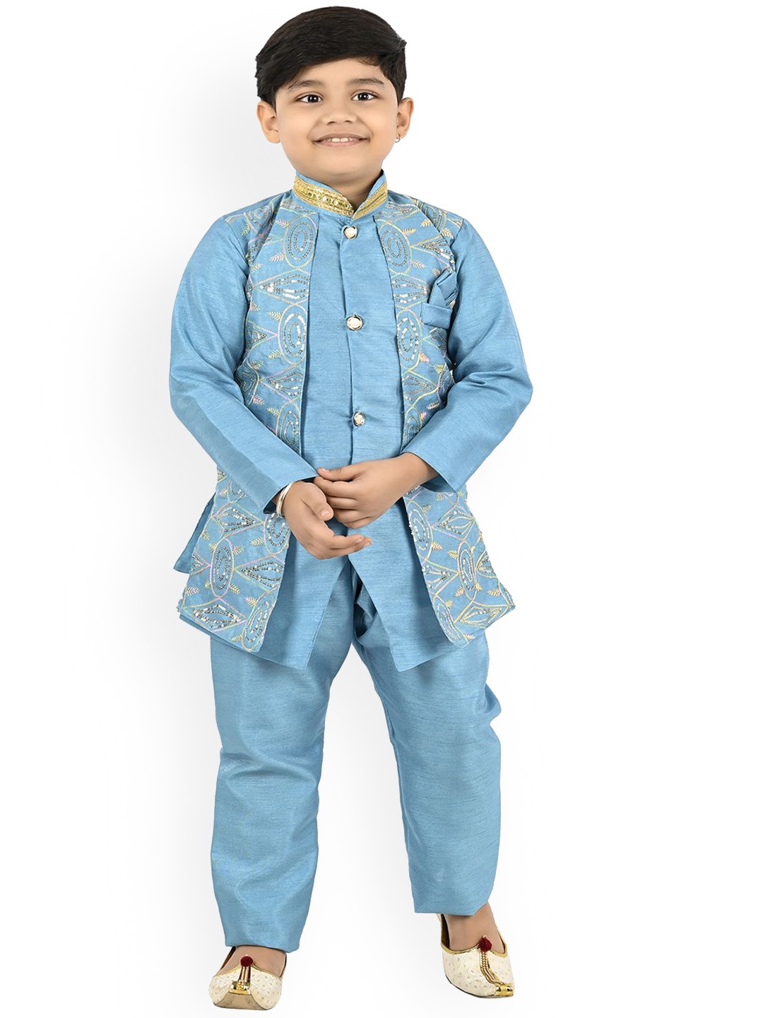 

BAESD Boys Regular Kurta with Trousers, Turquoise blue