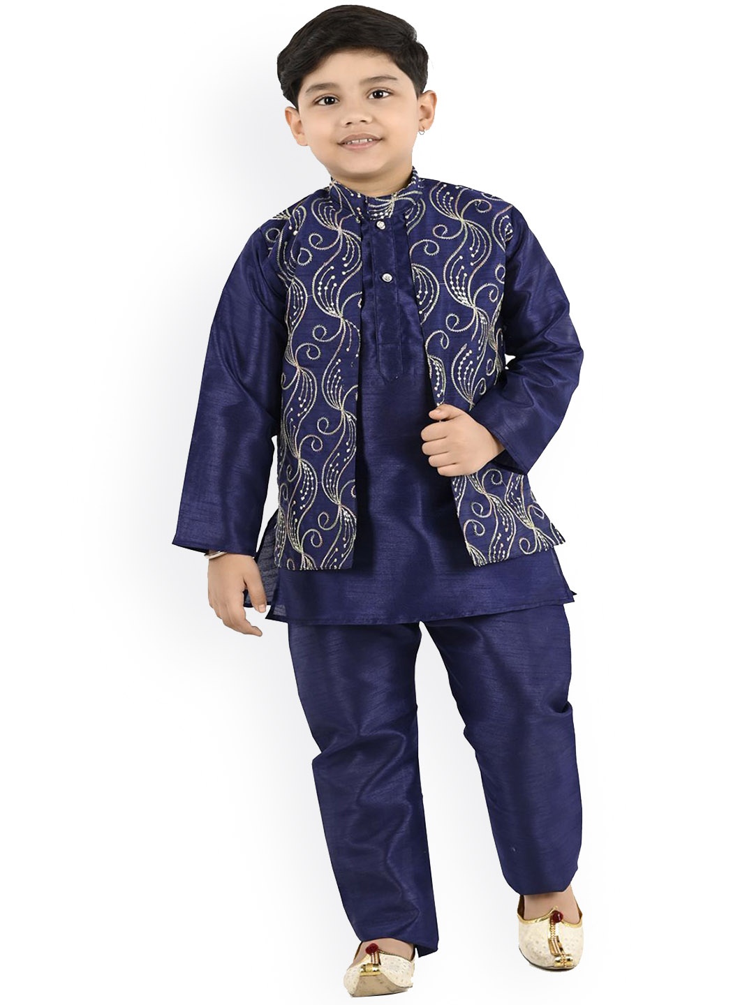 

BAESD Boys Regular Kurti with Trousers, Navy blue