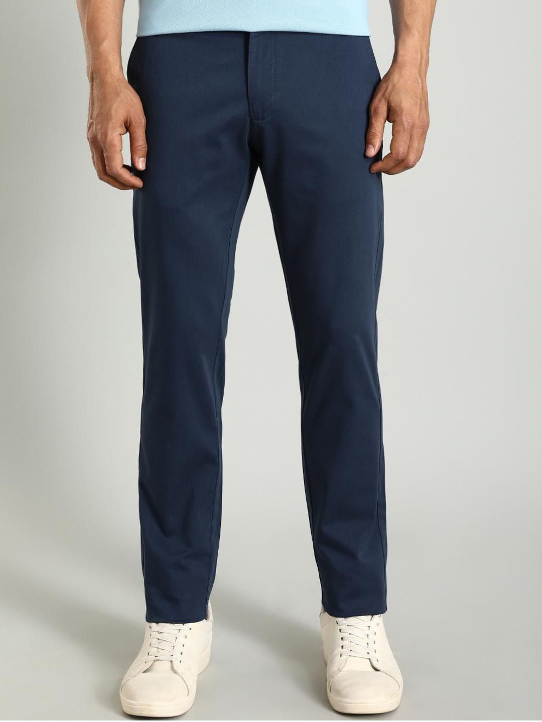 

Indian Terrain Men Brooklyn Slim Fit Chinos Trousers, Blue