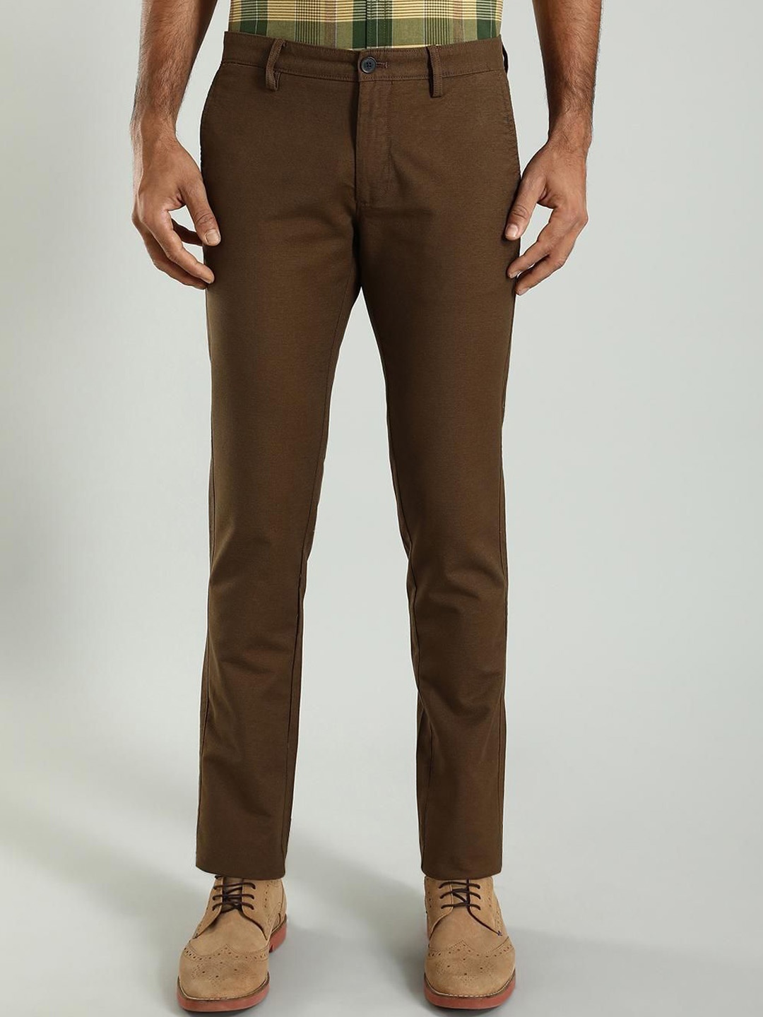 

Indian Terrain Men Brooklyn Slim Fit Trousers, Brown