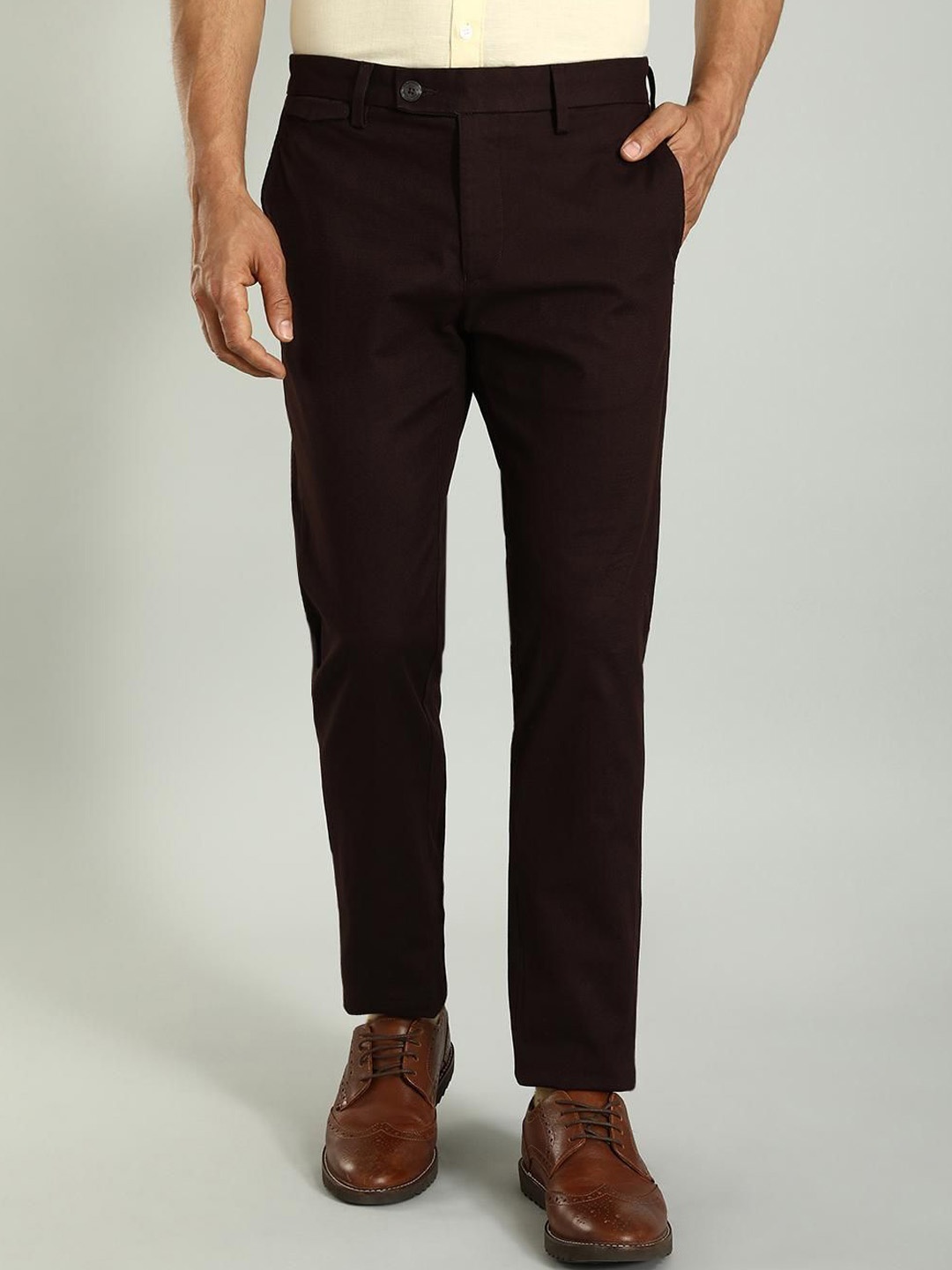 

Indian Terrain Men Brooklyn Slim Fit Mid-Rise Chinos Trousers, Brown