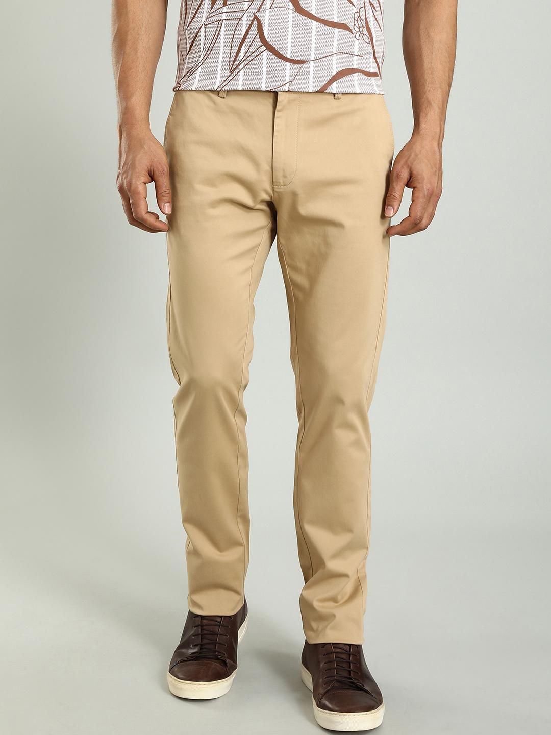 

Indian Terrain Men Brooklyn Slim Fit Mid-Rise Chinos Trousers, Khaki