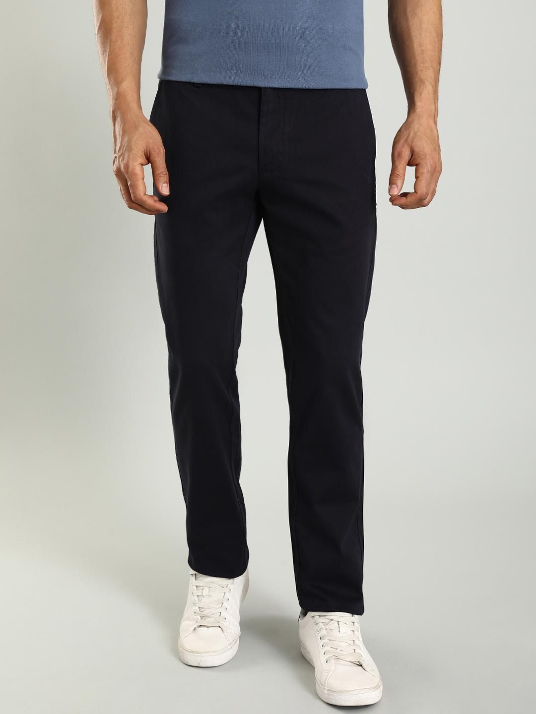 

Indian Terrain Men Brooklyn Slim Fit Chinos Trousers, Blue