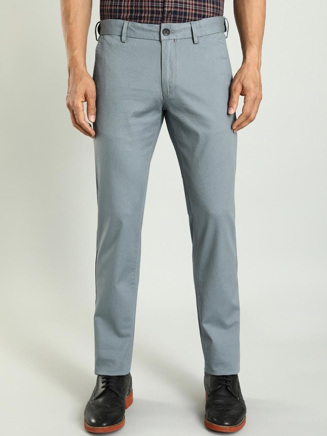 

Indian Terrain Men Brooklyn Slim Fit Mid-Rise Regular Trousers, Blue