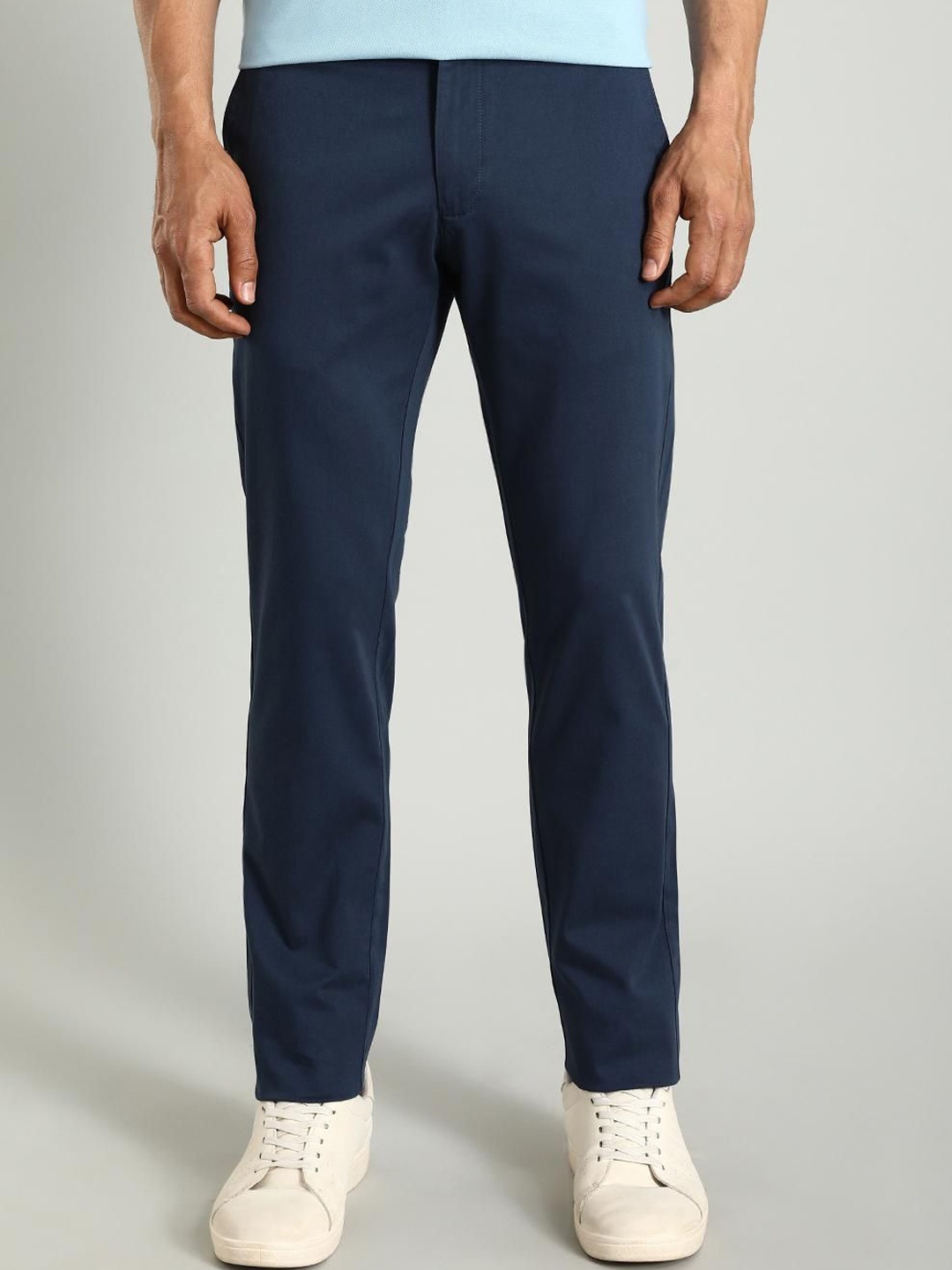 

Indian Terrain Men Brooklyn Slim Fit Mid-Rise Chinos Trousers, Blue