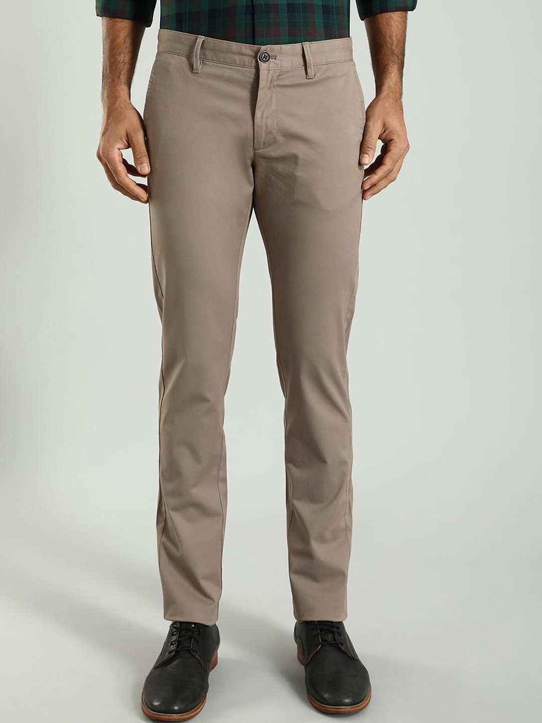 

Indian Terrain Men Brooklyn Slim Fit Mid-Rise Regular Trousers, Brown