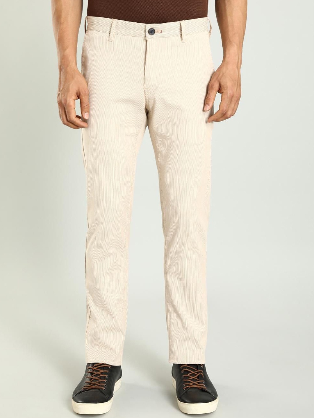 

Indian Terrain Men Brooklyn Slim Fit Cotton Chinos Trousers, Brown
