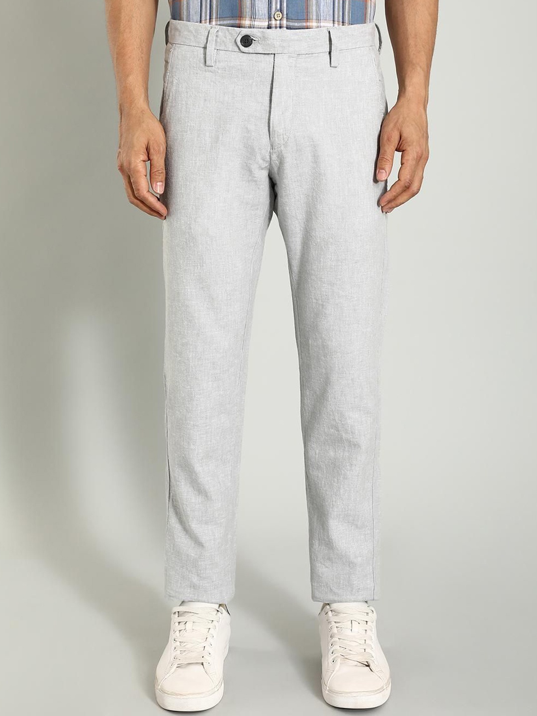 

Indian Terrain Men Brooklyn Slim Fit Mid-Rise Regular Trousers, Grey