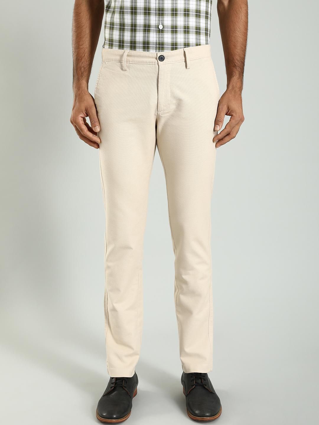 

Indian Terrain Men Brooklyn Slim Fit Cotton Regular Trousers, White