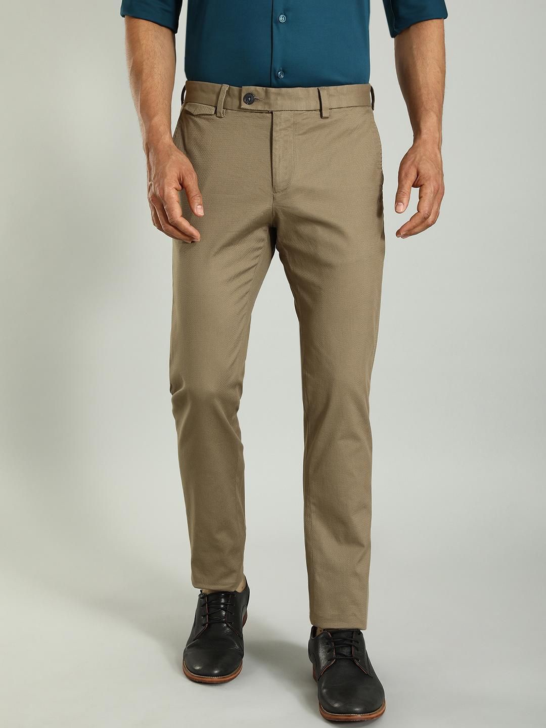 

Indian Terrain Men Brooklyn Slim Fit Formal Trousers, Brown