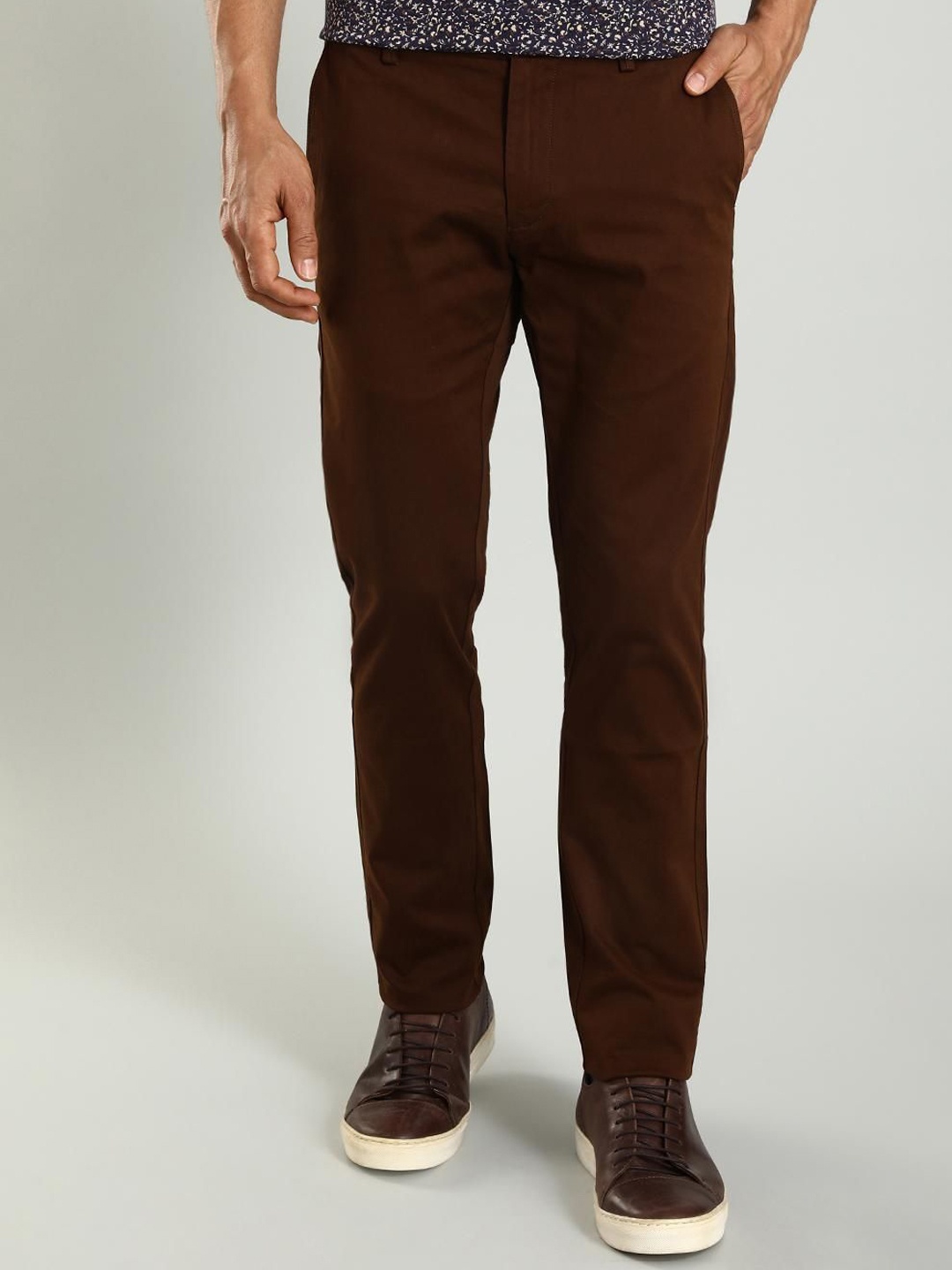 

Indian Terrain Men Brooklyn Slim Fit Chinos Trousers, Brown