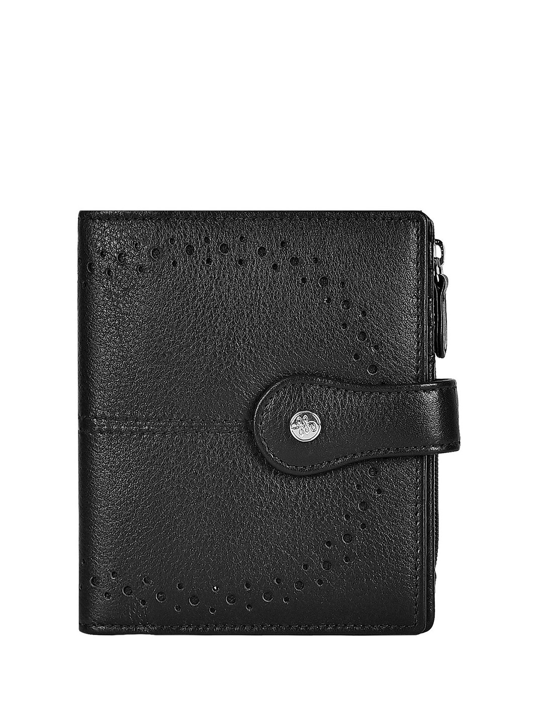 

Eske Women Textured Leather Two Fold Wallet, Black