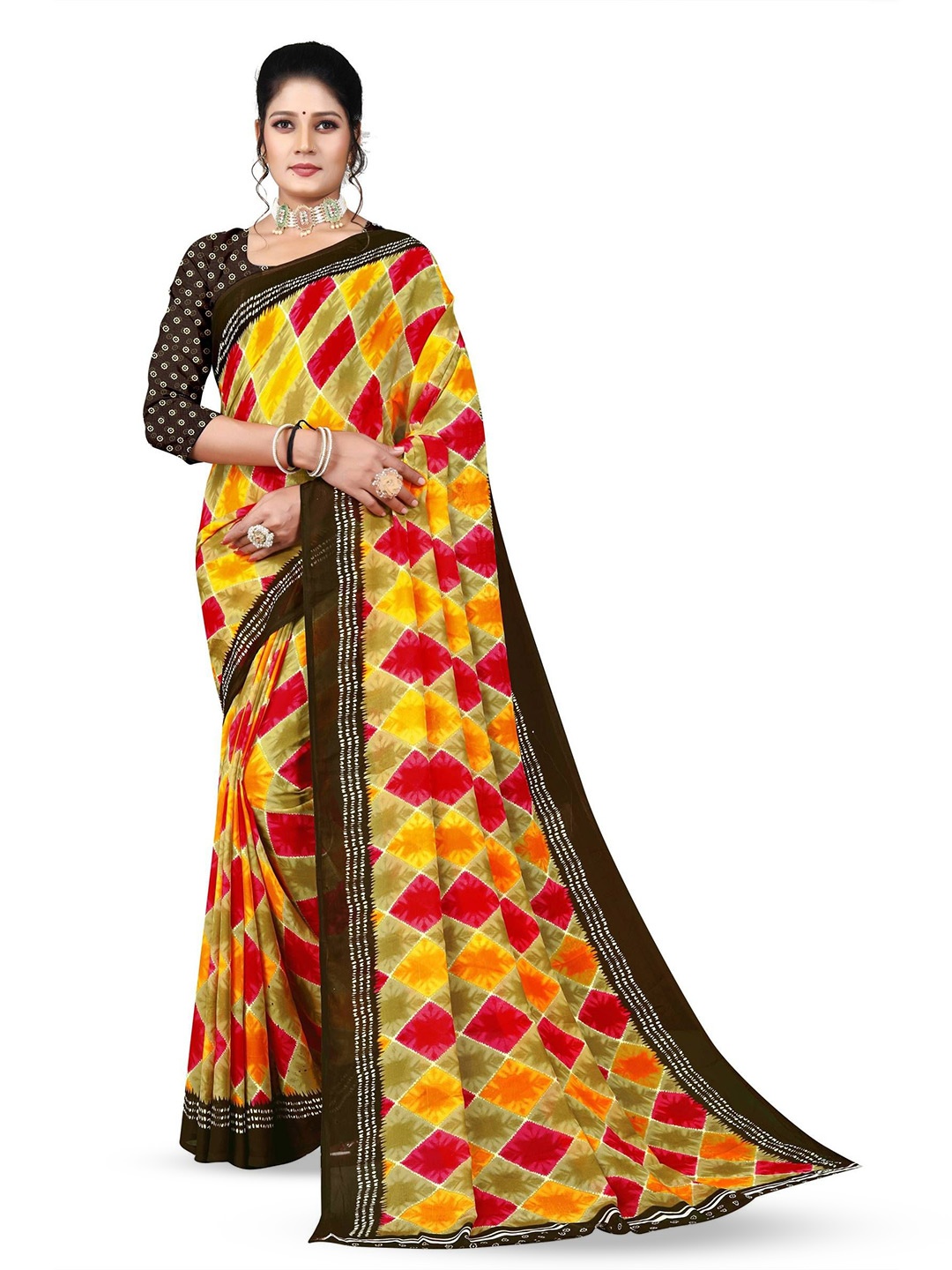 

RUNAYA NX Pure Georgette Saree, Yellow