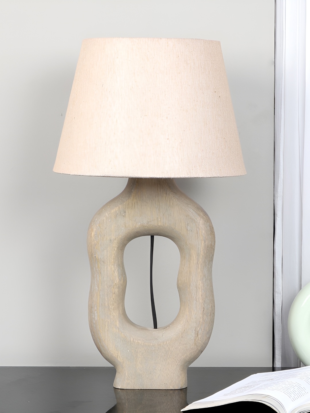 

TU CASA Beige Wooden Frustum Shaped Table Lamp