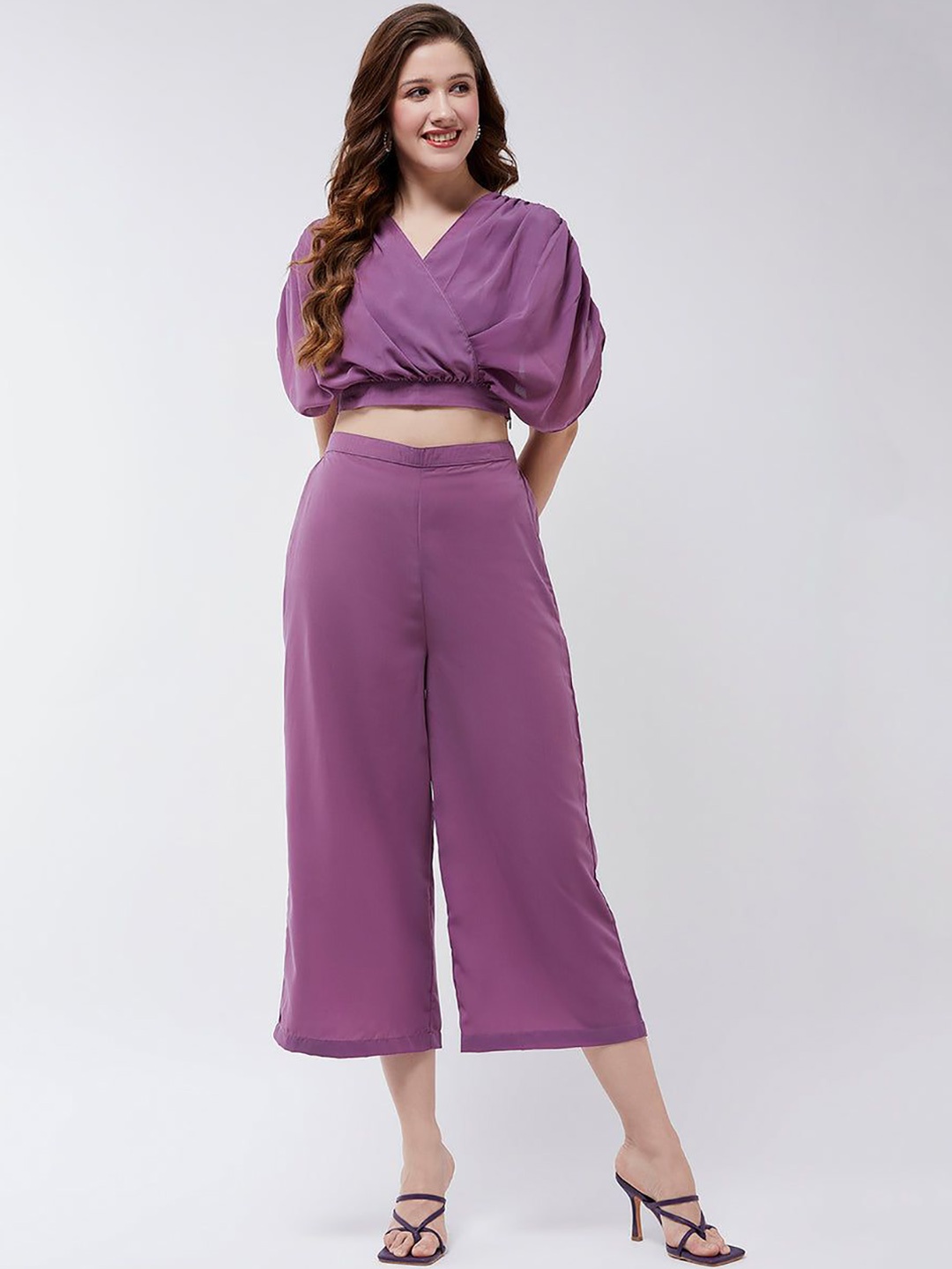 

Zima Leto V-Neck Top With Trouser, Purple