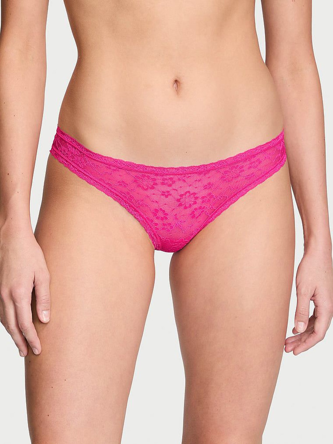 

Victoria's Secret The Lacie Floral Lace Bikini Briefs, Pink