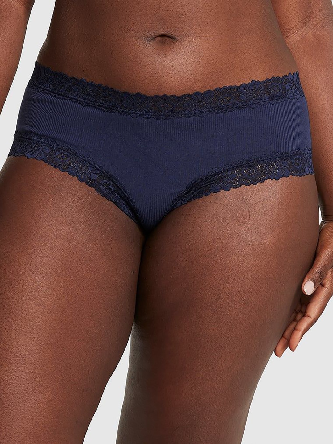 

Victoria's Secret PINK Wink Lace-Trim Cheeky Low-Rise Basic Briefs, Blue
