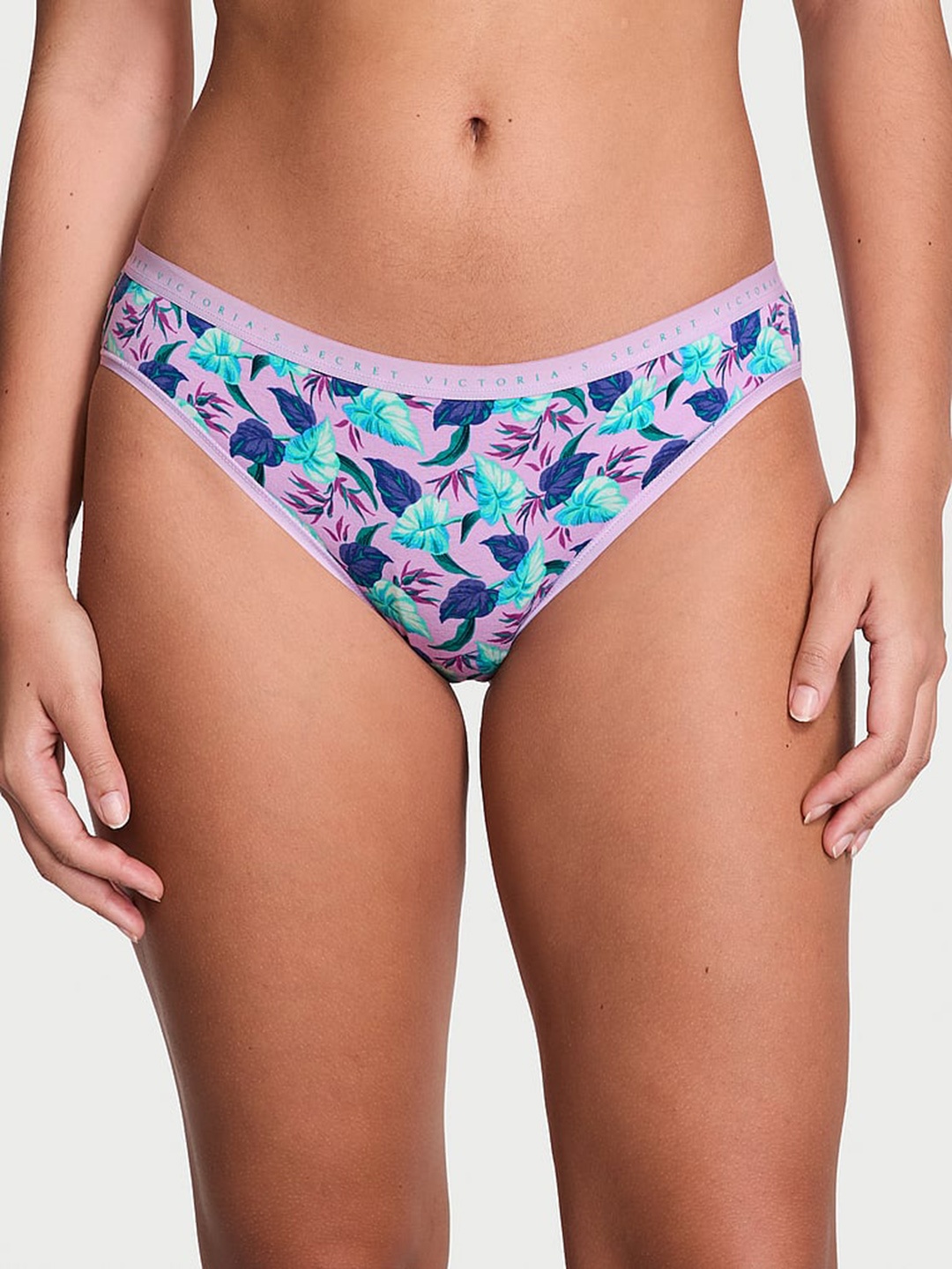 

Victoria's Secret Stretch Floral Printed Mid-Rise Bikini Briefs, Purple