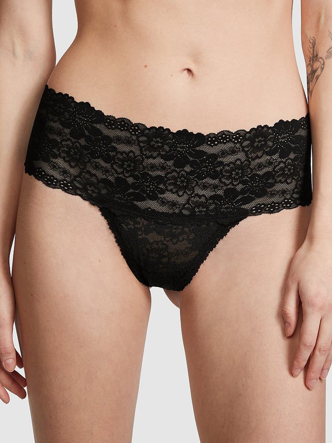 

Victoria's Secret Low Rise Wide-Waist Thong Panty 112416182ZUO, Black